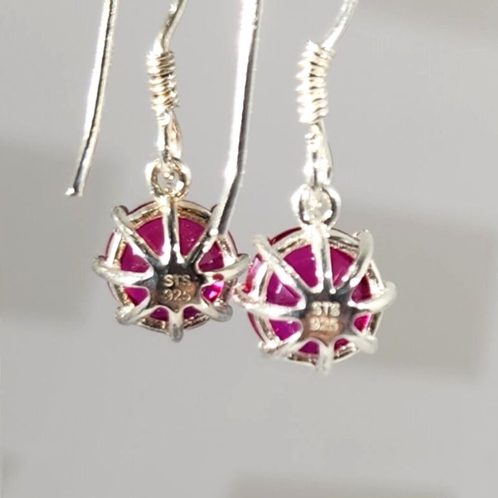 Ruby Dangle Earrings Sterling Silver - image 6